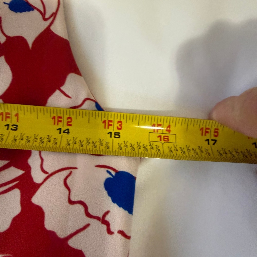 Banana Republic Red Floral Pleated V-Neck Sleeveless Dress Size 0 Mini Lined - Picture 13 of 15
